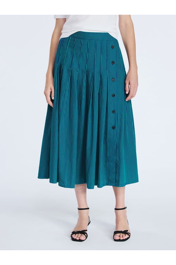 Women's and Women's Plus Pleated Cotton Maxi Skirt, Sizes XS-4X