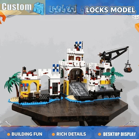 566 PCS Coastal Lagoon Tavern Harbor Building Blocks Kit, Seaside Village Architecture Model, DIY Assembly Bricks Set, Desktop Display Decor, Creative Gift for Teens & Adults