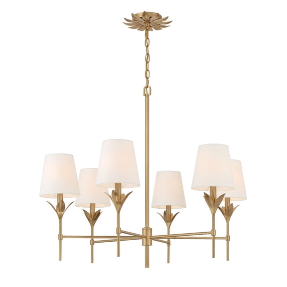 568-GA Crystorama Lighting Broche - 6 Light Chandelier-28 Inch Tall and 32 Inch Wide-Antique Gold Finish