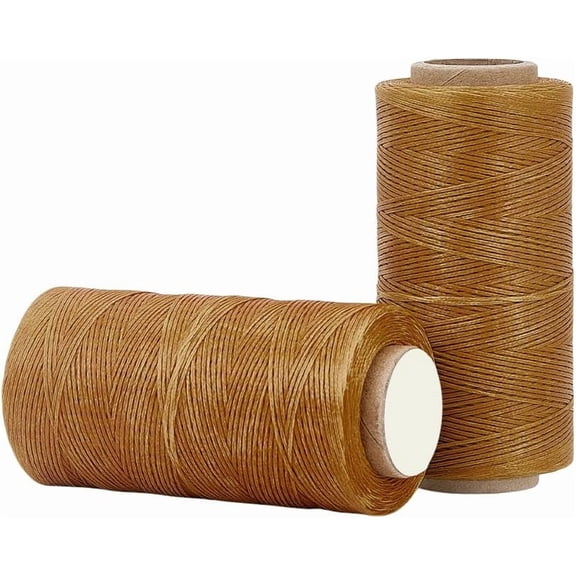 568 Yards Flat Waxed Thread Sewing 0.8mm Waxed String Cord 150D Brown Beading String Twine Polyester Wax Cord