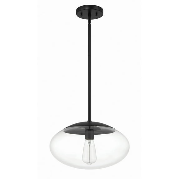 56894-FB Craftmade Lighting Gaze - 1 Light Pendant In Contemporary Style-8 Inches Tall and 14 Inches Wide-Flat Black Finish-Clear Glass Color