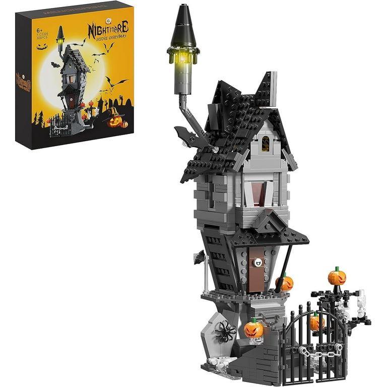Nightmare Before Christmas Jack's and Sally Haunted House Building Set with  Led Light Compatible for Lego,Creative Festival Toy Kit for Movie Fans