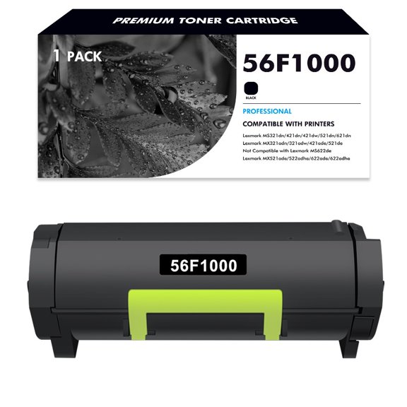 56F1000 Black Toner Cartridge 1-Pack Compatible for Lexmark 56F1000 MS321dn