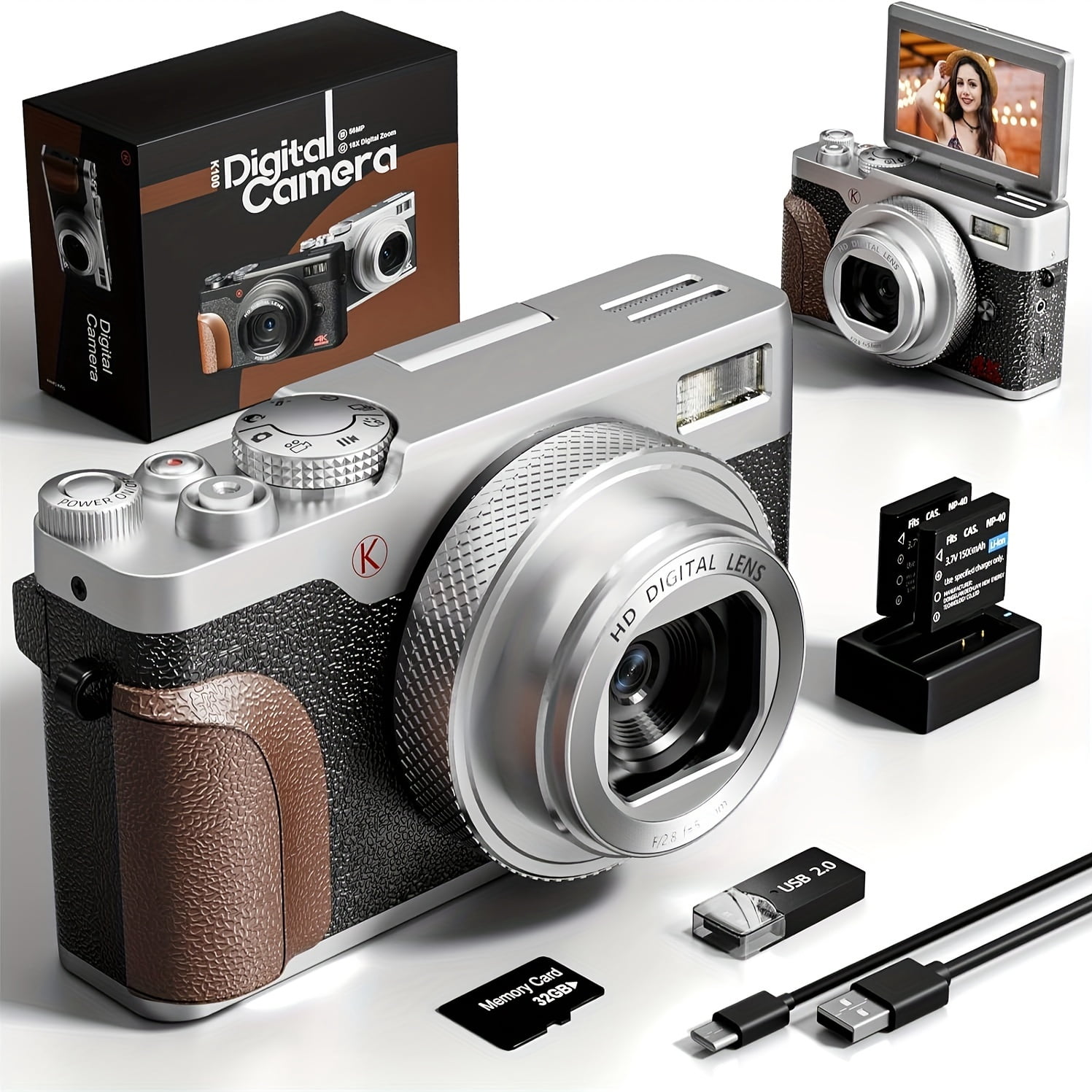56MP Digital Camera for Photography with 4K Autofocus Video, 18X