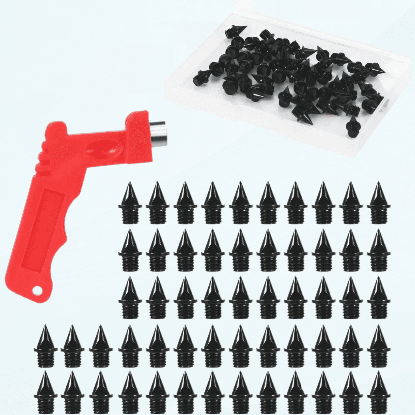 56PCS 1/4inch Carbon Steel Track Spikes, Lighter Weight Replacement with Spike Wrench Tool