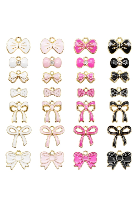 56PCS Mixed Lots Bowknot Charms Enamel Bow Tie Pendant for Jewelry DIY Making Findings Crafts