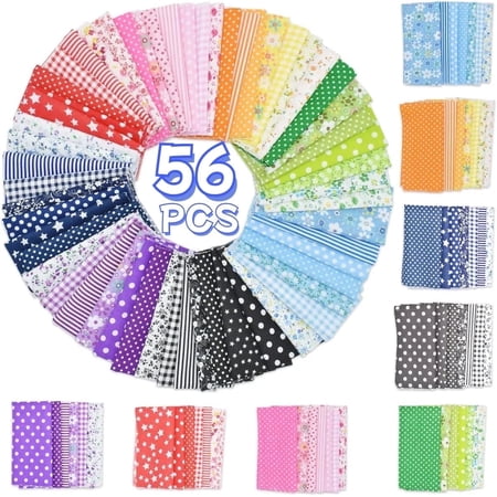 56PCS Cotton Craft Fabric Bundle, 10 inches Squares Sheets Patchwork, Sewing Quilting Craft Fabric, DIY Sewing Scrapbook Quilting Dot Stripe Fabric price history and forecast - VETPW 1374076