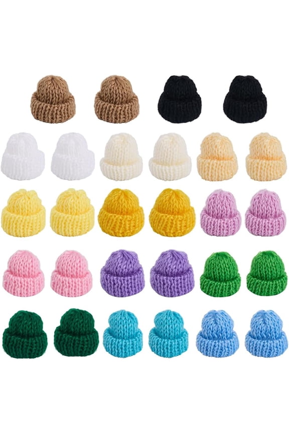56Pcs 14 Colors Mini Knit Hats Mini Knitting Hats Mini Santa Hats Xmas Small Knitted Hat Tiny Craft Hat Miniature Hats for Christmas Ornaments DIY Art Crafts Hair Accessories Decoration