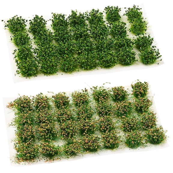 56Pcs 2 Colors Model Grass Tufts Mini Model Grass Green Nylon Miniature Static Plant Artificial Shrubs Bushes Static Landscape Tufts Train Landscape