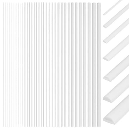 56Pcs 7 Styles Styrene Plastic Half Round Bar Rods Solid Acrylic Dowel Rods Half Round Plastic Rods for DIY Model Material Architectural Model Making DIY Sand Table Brown