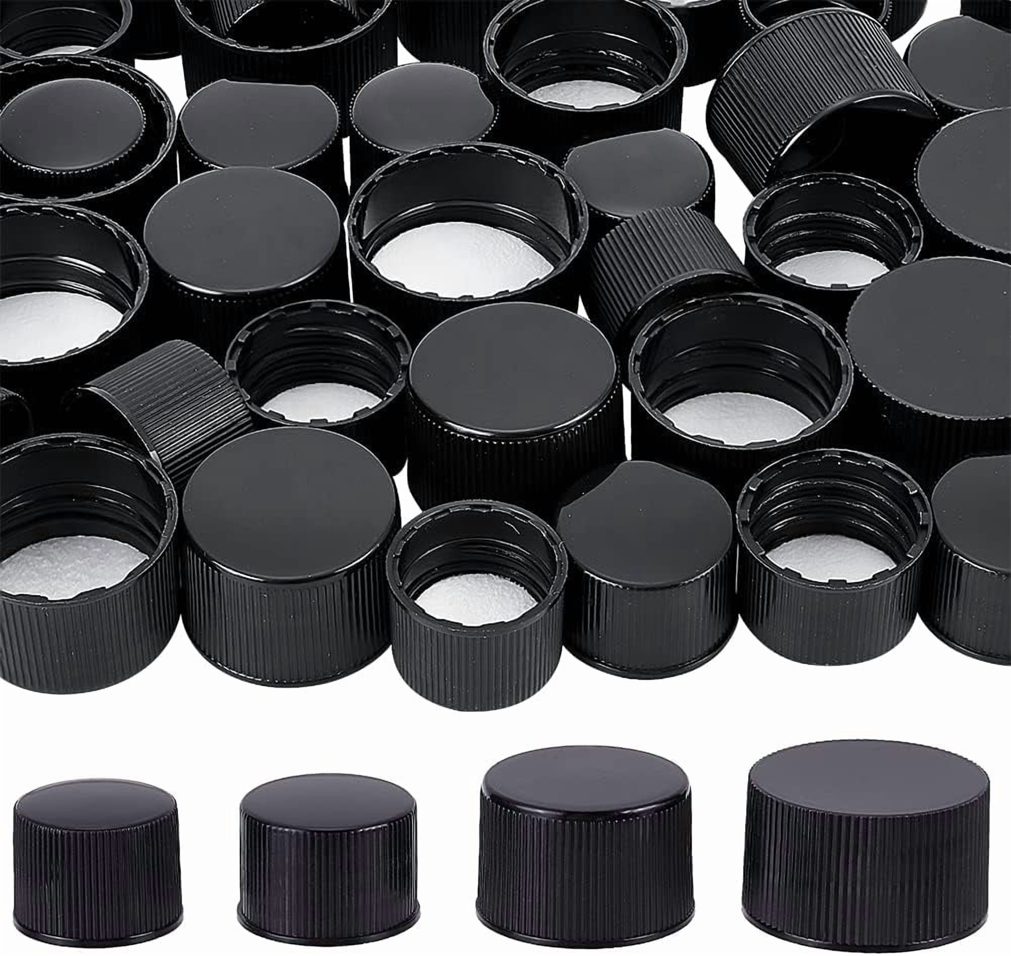 56Pcs Black Plastic Screw Caps with Foam Liner 4 Style 18mm/24mm/28mm ...