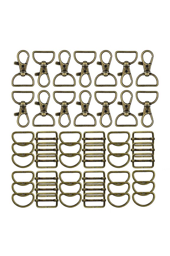 56Pcs Keychain Hooks with D Rings Set Purse Hardware for Bag Making Lanyard Snap Hooks Swivel Clasps with Slide Buckle