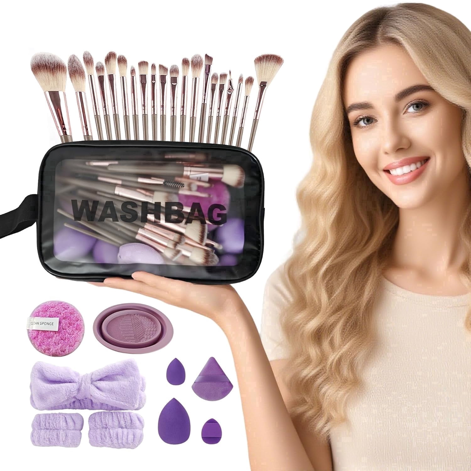 56Pcs Professional Makeup Brush Set with Case – Multi-Functional Foundation & Eye Brush Kit, Soft Synthetic Bristles, Ergonomic Handles, Complete Cosmetic Tools for Face & Eyes
