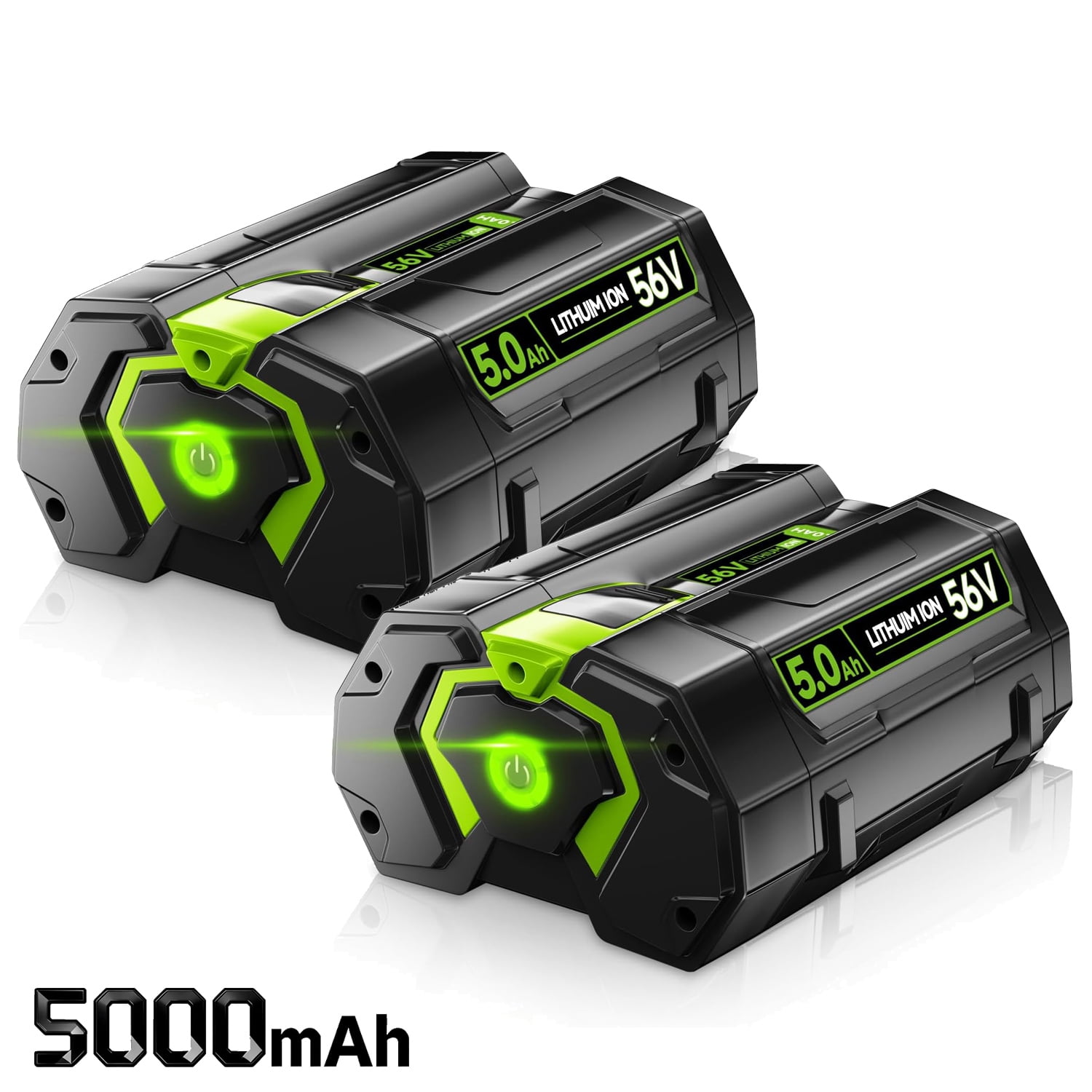 56V 5.0Ah Upgraded 2Pack Battery Replacement for EGO 56V Battery，5000mAh Rechargeable Battery Compatible with EGO 56 Volt Power Tools BA5600T, BA1400T, BA4200T, BA4200, BA2240, BA2800, BA1400