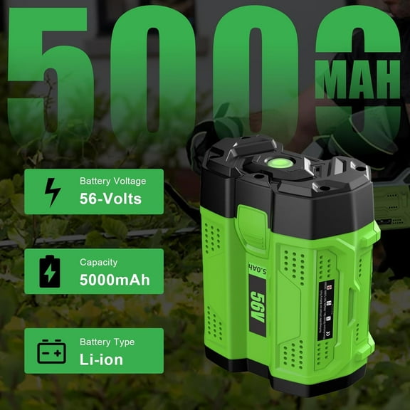 Replacement Battery for EGO 56V - EGO 56 Volt Power 5.0 Ah BA2800 BA4200 BA2800 CS1604 CS1804 for Lawn Mower Leaf Blower Weed Trimmer Weed Eater