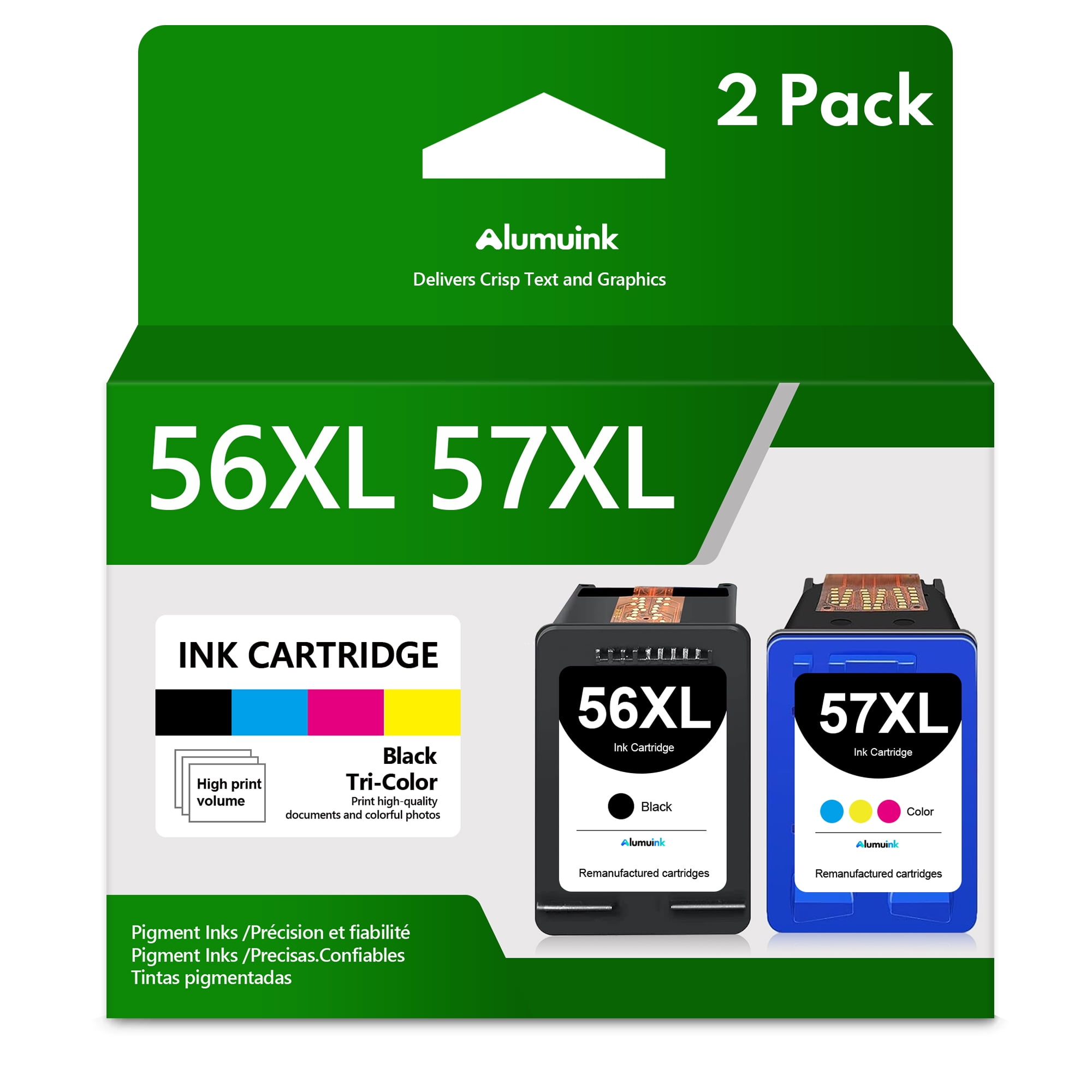 56XL 57XL Ink Cartridge 2 Pack Replacement for HP OfficeJet 450 5145