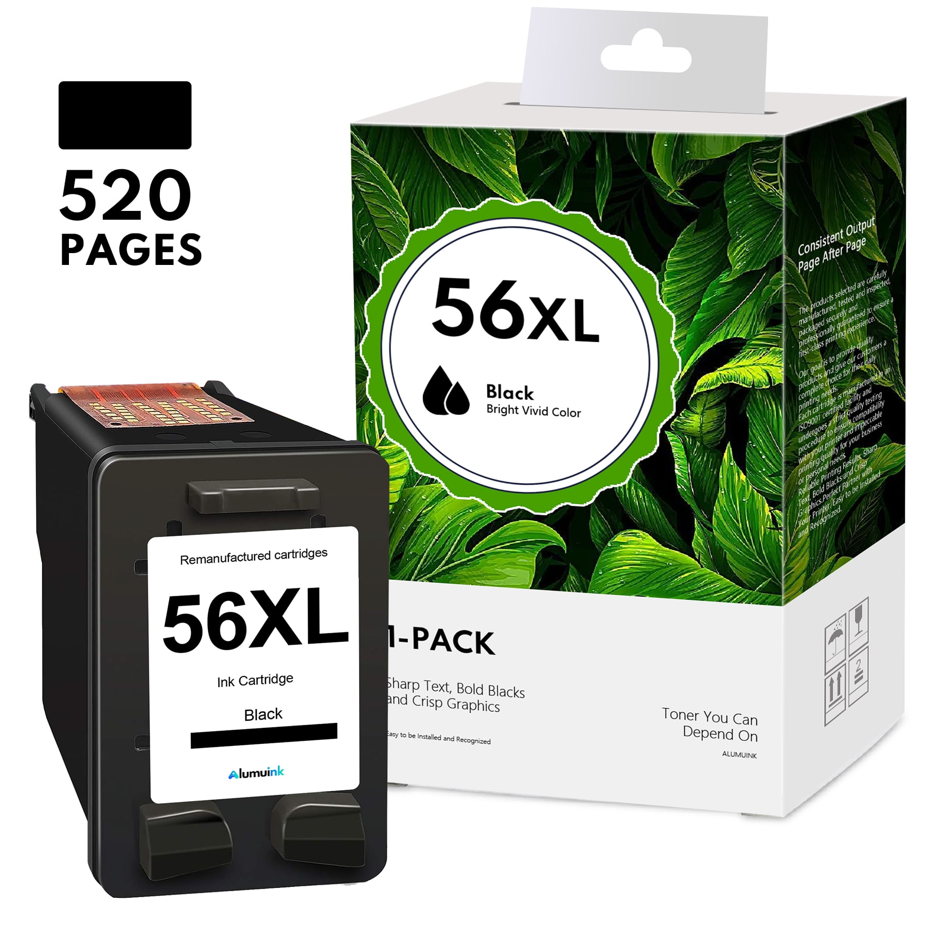 56XL Ink Cartridge 1 Pack Replacement for HP OfficeJet 450 5145 5150