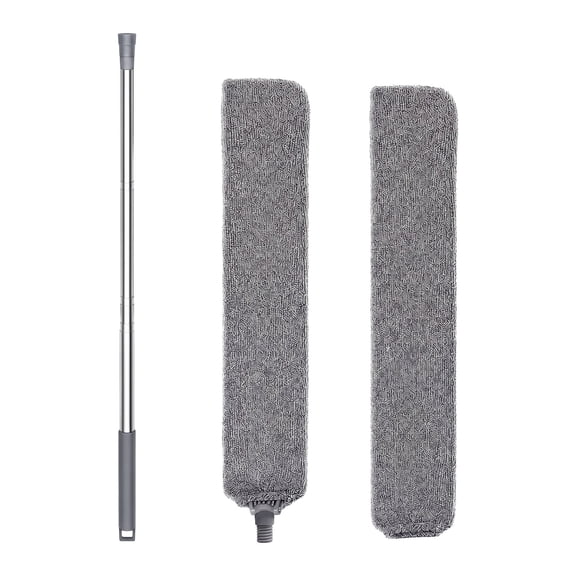 56in Retractable Dust Cleaner Tool with 2 Microfiber Dusting Cloths – Washable Extendable Duster for Under Appliances, Furniture, Couch, Fridge