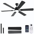 thumbnail image 1 of 56inch Modern Black Ceiling Fans with Lights and Remote/App Control, Dimmable LED, Reversible DC Motor, Noiseless, 6 Speeds,6 Pieces Blade Low Profile Ceiling Fan for Livingroom Indoor/Outdoor Use, 1 of 8