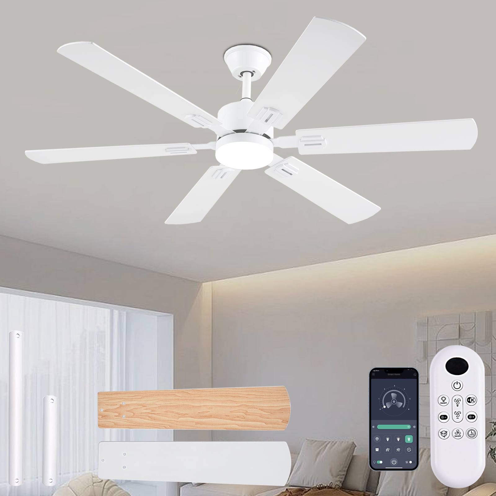 White Ceiling Fan With Remote
