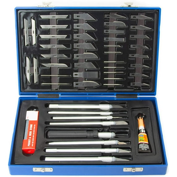 56pc Precision Craft Knife Set Professional Razor Knives for Art, Hobby, Scrap booking and Sculpture
