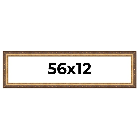 56x12 Frame Vintage Gold Solid Wood Picture Frame | 2.5 Inch Moulding Width | Ornate Bronze Museo