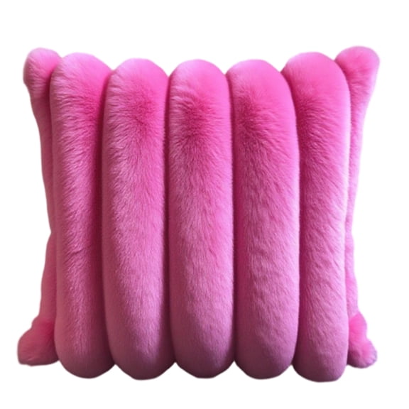 56x56cm Plush Cushion Cover Decorative Pillow Cover Soft Faux Fur Throw Pillow Case Ribbed Square Cushion Cover