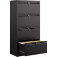 thumbnail image 1 of 57.17"H Lateral File Cabinet with 4 Drawer,Metal Wide Filing Cabinet with 4 Locks and Business Card Slot for Home Office School Hanging Letter/Legal/F4/A4 Size Folders,Required Assembly,Black, 1 of 14