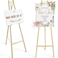 thumbnail image 1 of 57.5" Gold Easel Stand for Wedding Sign, Heavy Duty Metal Display Stand, 4-Tier Height Adjustable Easel for Art, Paintings, Welcome Signs, Posters, and Décor, Simply Assembly Required, 1 of 8