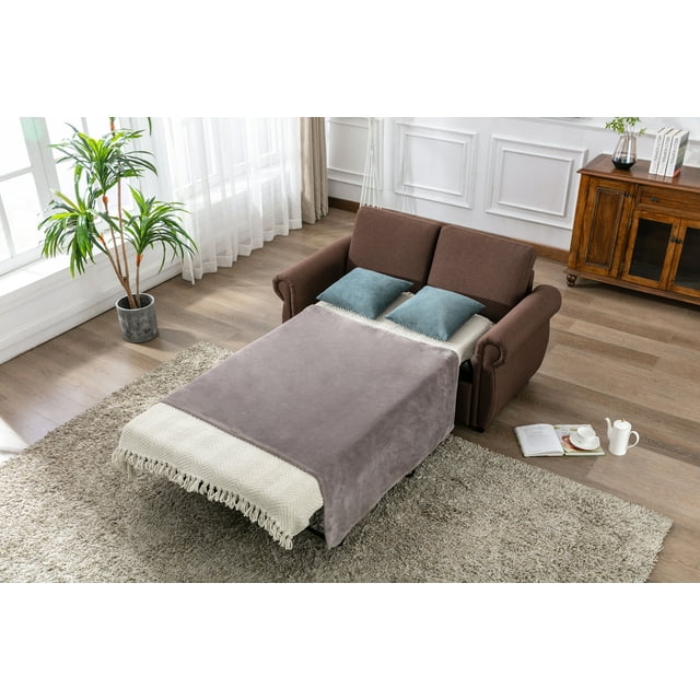 57.5" Pull Out Sofa Bed, Loveseat Sleeper with Twin Size Memory