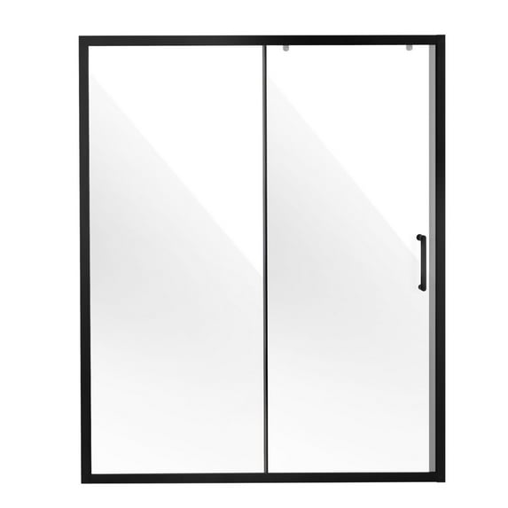 57.7-59" x 70" Matte Black Semi-Frameless Shower Door with 1/4" Tempered Glass