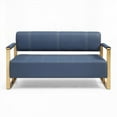 thumbnail image 1 of Modern Minimalist Faux Bonded Leather 57.9" Loveseat Sofa for Small Spaces with Golden Metal Arms, 1 of 7