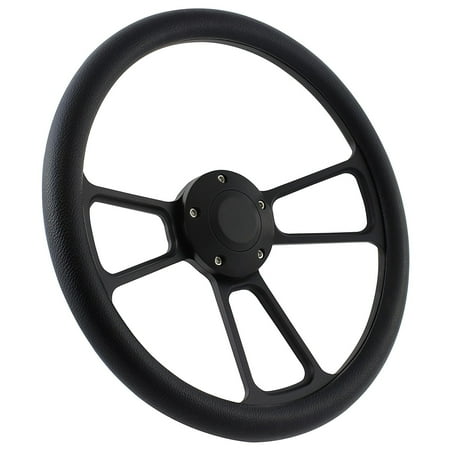 57 All Mercury Cars Steering Wheel Kit 14" Black Muscle Steering Wheel Black Half Wrap