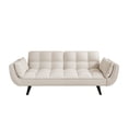 thumbnail image 1 of 57" Beige Velvet Sofa with Soft Double Armrest Pillows fit for Small Spaces, 1 of 7