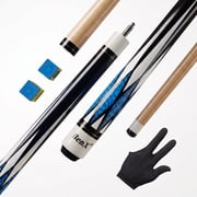 57" Blue Billiard Pool Cue, 13mm Tip with Slow Thread Joint, Glossy Diamond Pattern Finish for Pool Players