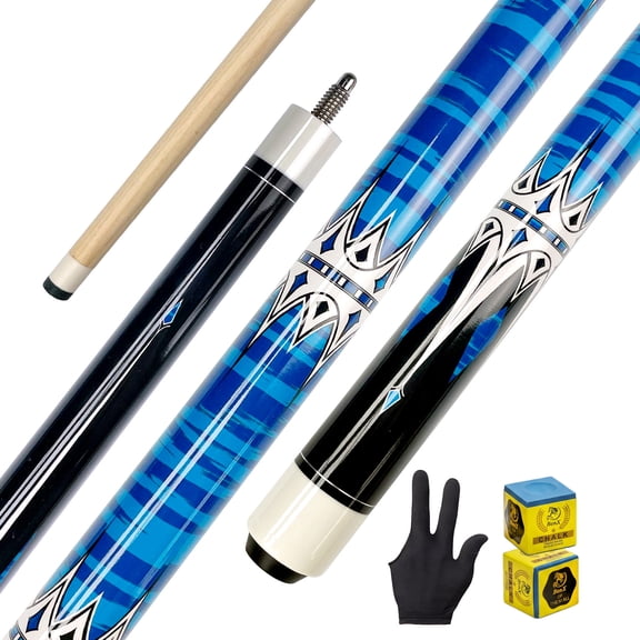 57" Blue Pool Cue - 13mm Multi-Layer Leather Tip Billiard Stick with Quick Joint, Moisture-Resistant Glossy Topcoat for Enthusiasts & Daily Practice