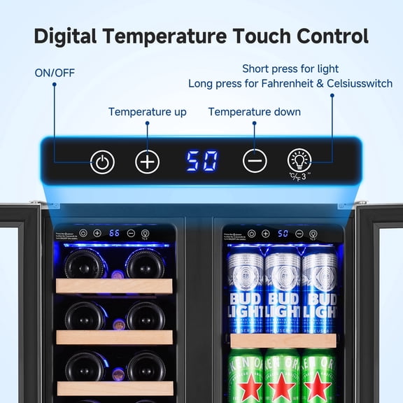 57 Cans (12 oz.) Freestanding Beverage Refrigerator with Wine Storage with Smart APP Control