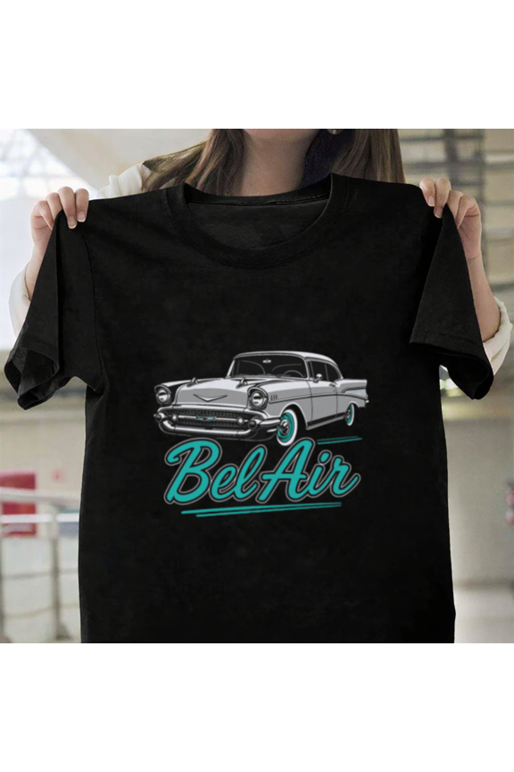 57 Chevy Classic Vintage Retro American Muscle Automotive Design Unisex T-Shirt, up to size 3XL.