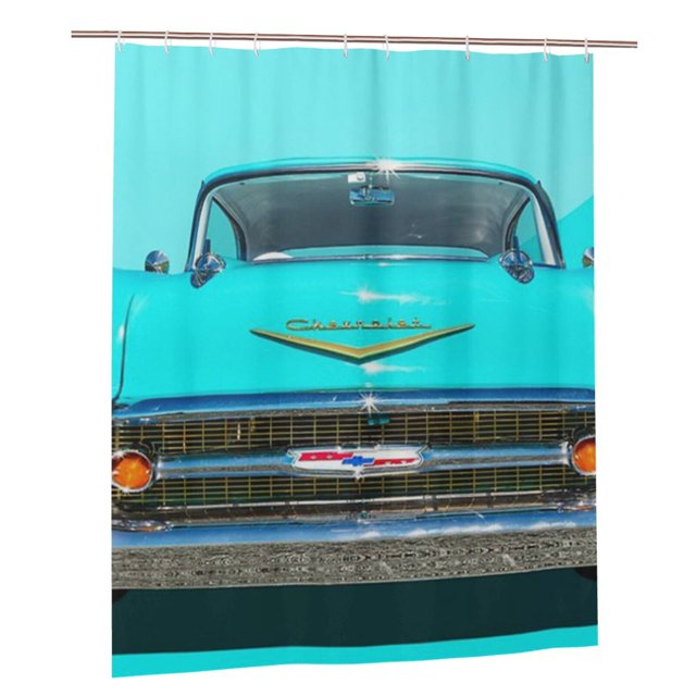 57 Chevy Face Mask Shower Curtain Set With Hook Home Bathroom Tub Decor