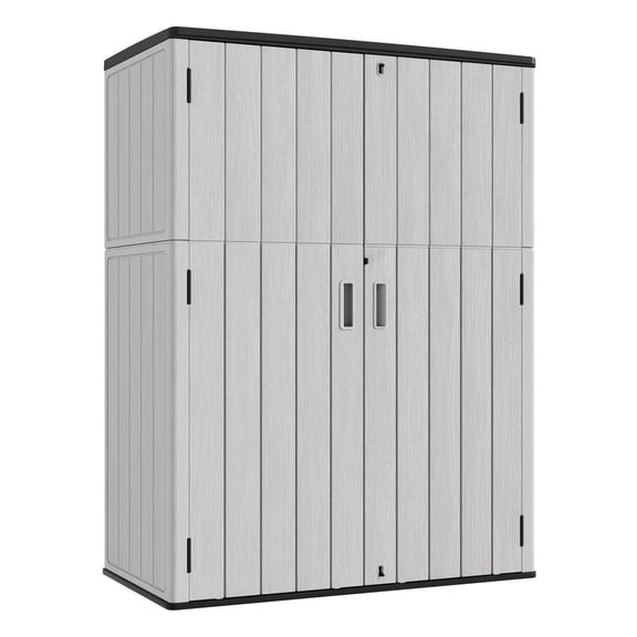 YEAHIBABY Weather Resistant Tall Plastic Storage Cabinet for Garden and Patio Use