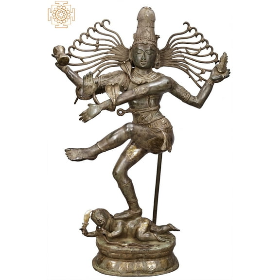 57" Dancing Shiva Nataraja Brass Statue | Large Shiva Tandava Idols | Handmade | Made In India - BRA