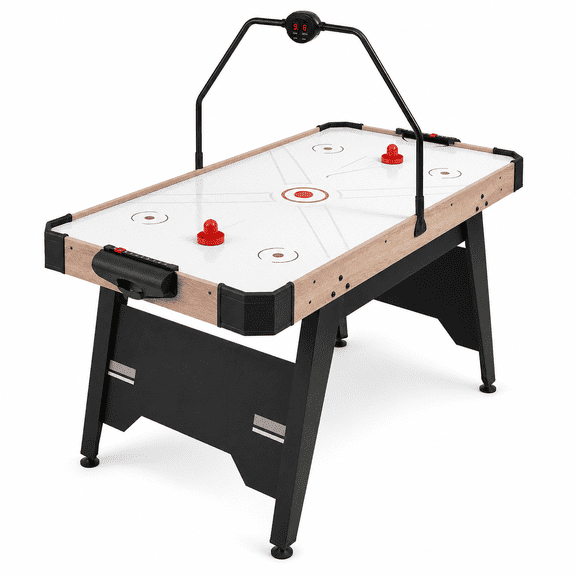 57" Foldable Air Hockey Table, Indoor Arcade Game Table with LED Scoreboard, Powerful 12V Motor, Space-Saving Hockey Table for Kids, Adults & Family Game Room