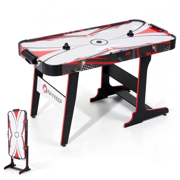 57" Foldable Air Hockey Table with LED Scoreboard, 12V Motor Arcade Game Table for Kids & Adults, Space-Saving Indoor Family Game Room Table
