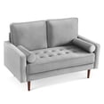thumbnail image 1 of 57" Gray and Dark Brown Velvet Love Seat and Toss Pillows, 1 of 4