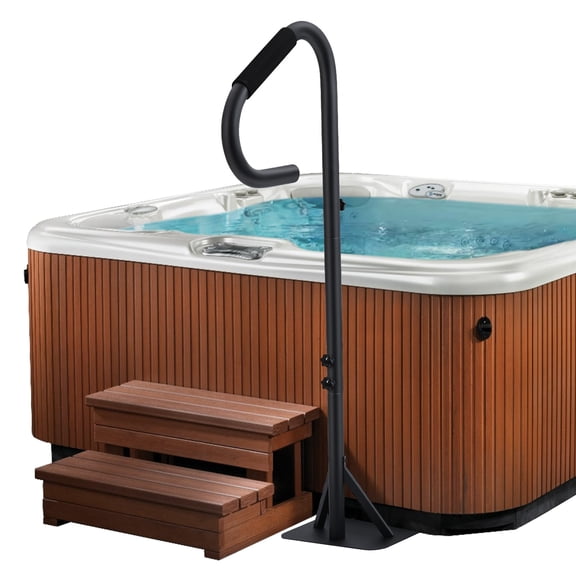 57" Hot Tub Handrail, 360° Rotatable Spa Side Handrail with Adjustable Height 35" to 57'', Hot Tub Hand Rail with Slide-Under Base and Non-Slip Grip, 600 LBS Load
