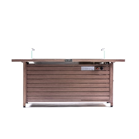Legacy Heating 57 Inch x 56.7 Inch Rectangular 50000 BTU Fire Pit Table with Glass Wind Guard, Cover and Table Lid