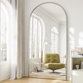 57 Inch Arched Full Length Wall Mounted Floor Mirror with Aluminum ...
