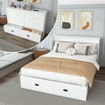 thumbnail image 1 of 57-Inch Full Size Murphy Bed with Storage Drawers and Charging Cabinet - Foldable Panels, Swivel Wheels, Noise-Free (Guest Room/Living Room/Office), White, 1 of 9