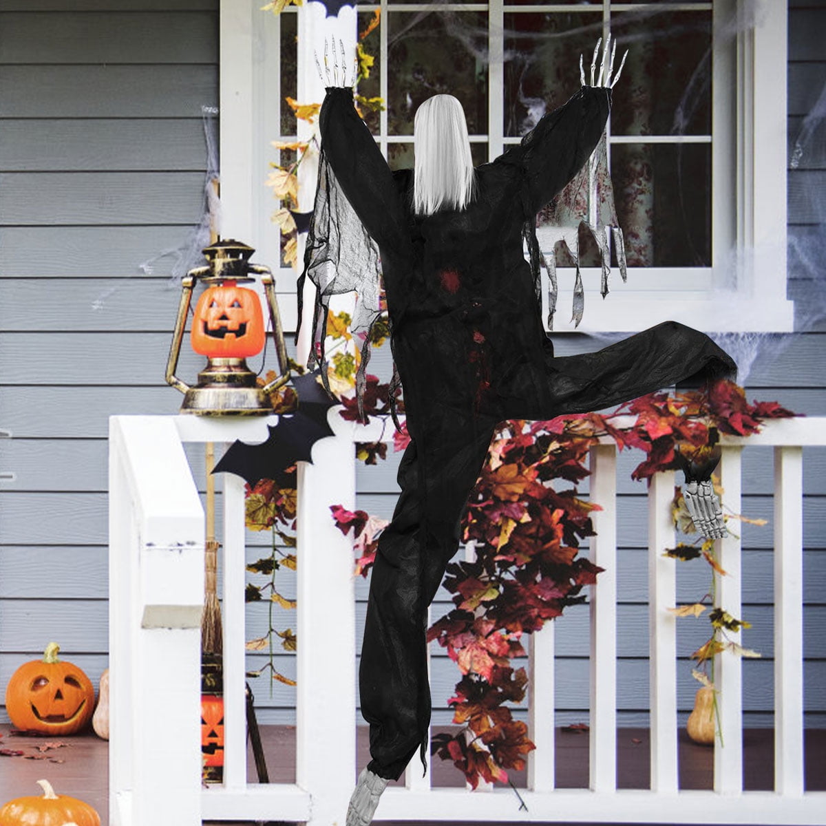 57 Inch LifeSize Halloween Climbing Zombies for Halloween Decor White