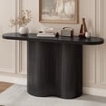 thumbnail image 1 of 57-Inch Mid Century Accent Sofa Table, Tambour Waterfall Design Console Table Behind Couch, Black, 1 of 8